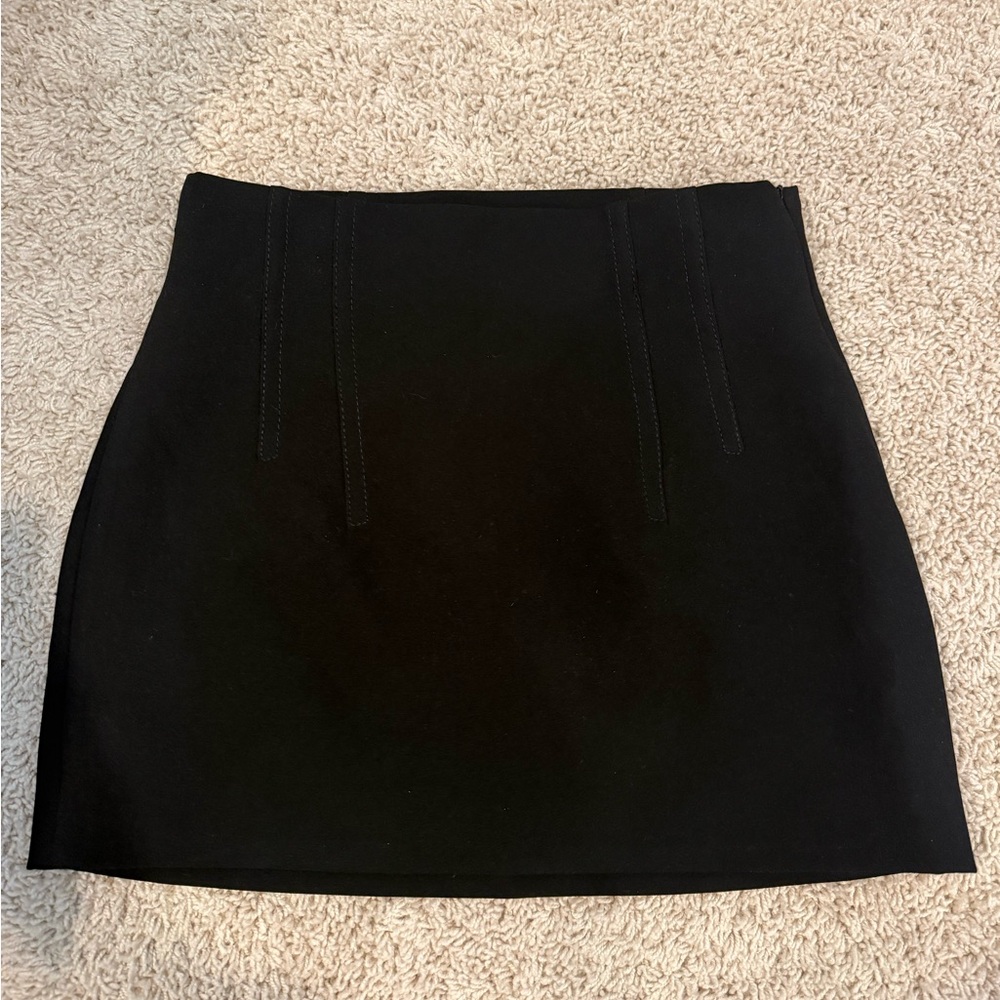Black Straight-Line Mini Skirt